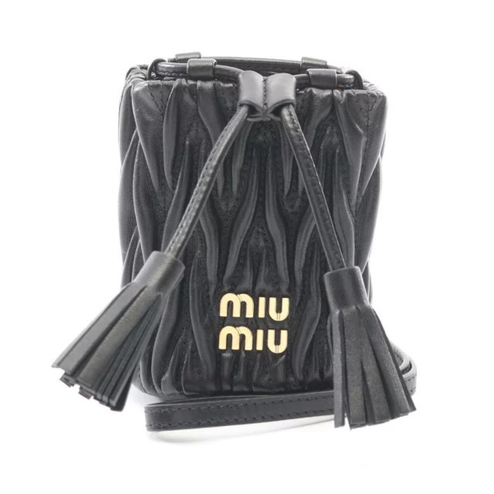 Miu Miu Matelasse Bag Shoulder Leather Black